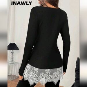 Black Lace Hem Women's Top Medium, Washed And Never Worn